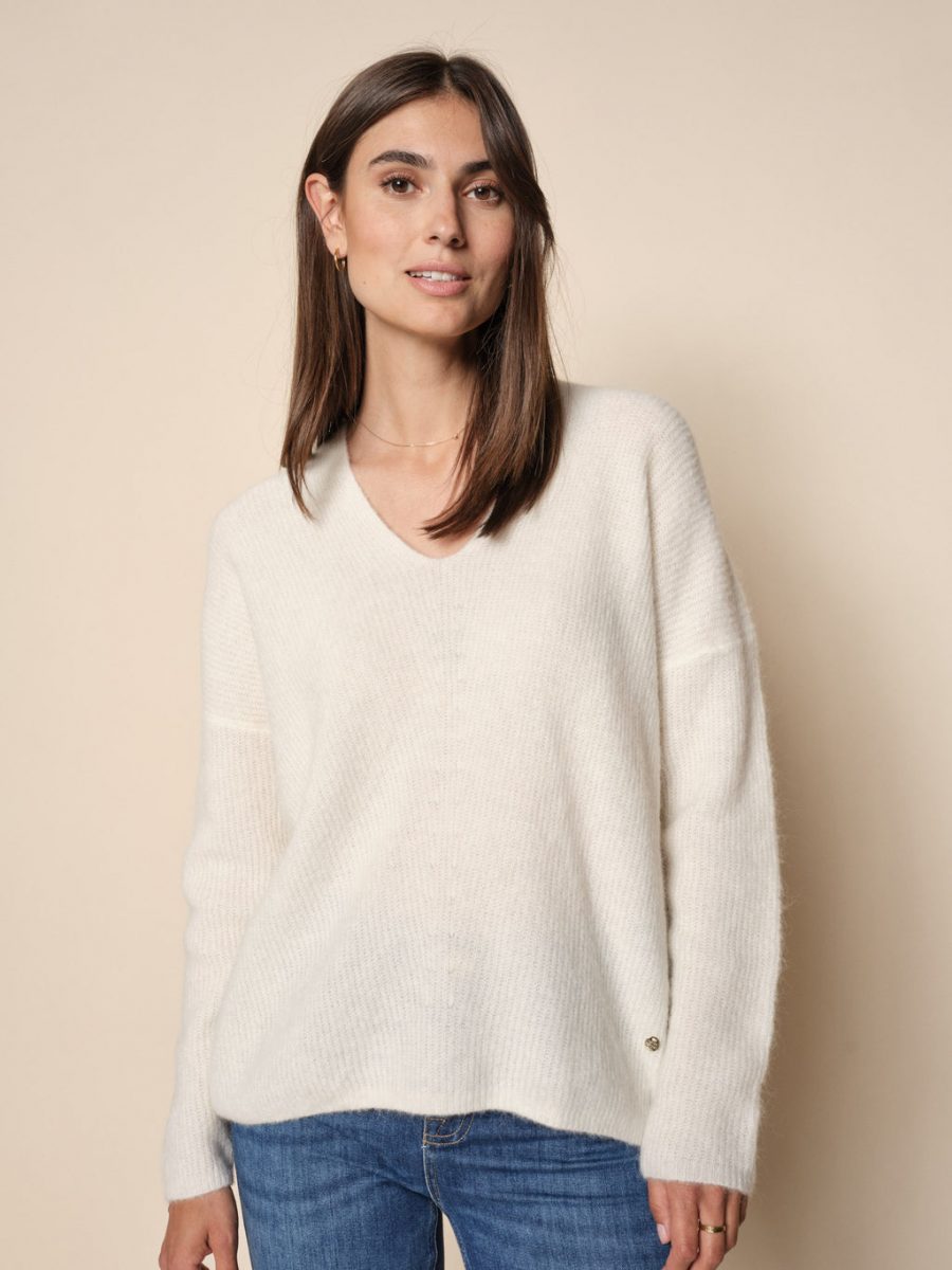 Thora V-neck knit, Wood Ash – MOS MOSH – Le Studio Chantilly