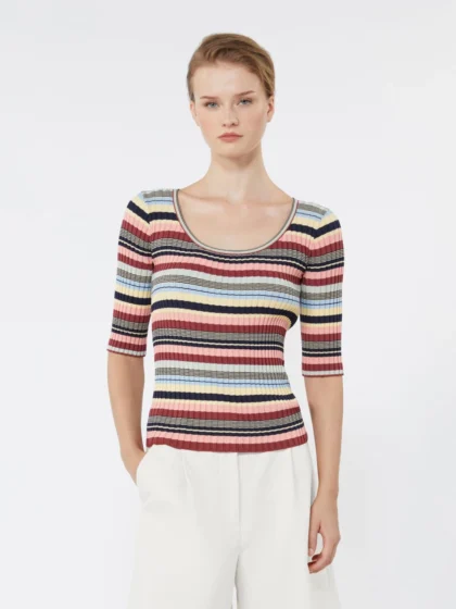 STRETCH VISCOSE YARN RIBBED JUMPER, MULTICOLOUR - WEEKEND MAX MARA