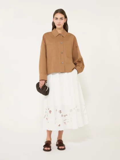 Cotton-poplin midi skirt, white - WEEKEND MAX MARA