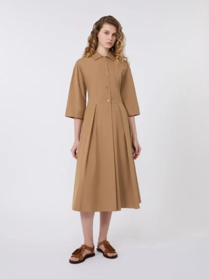 Cotton-poplin midi dress, tobacco - WEEKEND MAX MARA