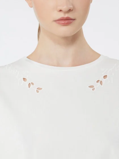 Cotton-poplin top with embroideries, white - WEEKEND MAX MARA