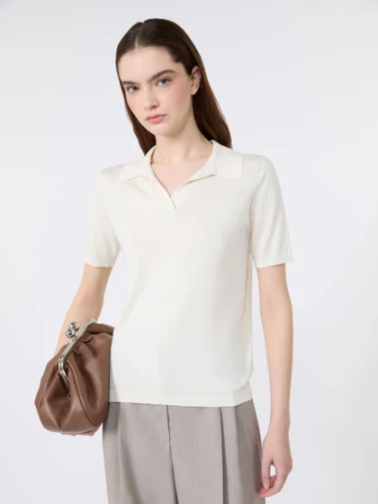Silk and cotton yarn sweater, ecru - WEEKEND MAX MARA