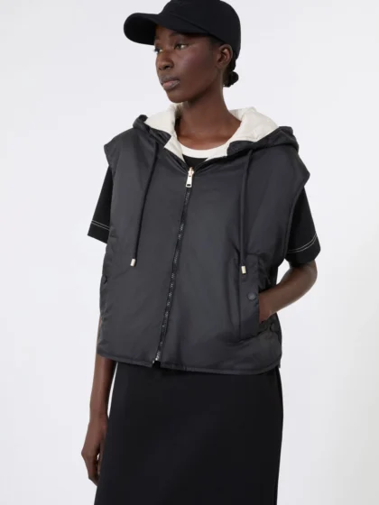 Reversible water-repellent canvas padded gilet, black  - MAX MARA