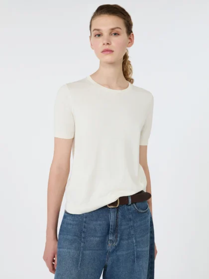 Silk and cotton crew-neck sweater, ecru - WEEKEND MAX MARA