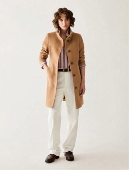 Slim Wool Drap Coat, camel - Pennyblack