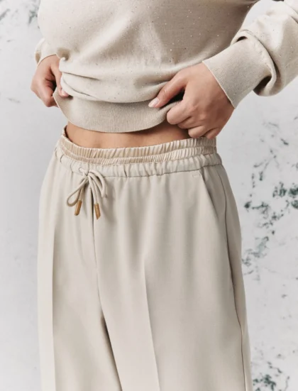 Pantalon de jogging stretch en mélange de viscose, gris tourterelle - MARELLA MONOCHROME